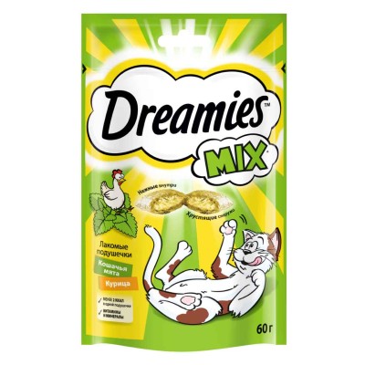 Корм для кошек Dreamies Микс с курицей и мятой 60гр пауч