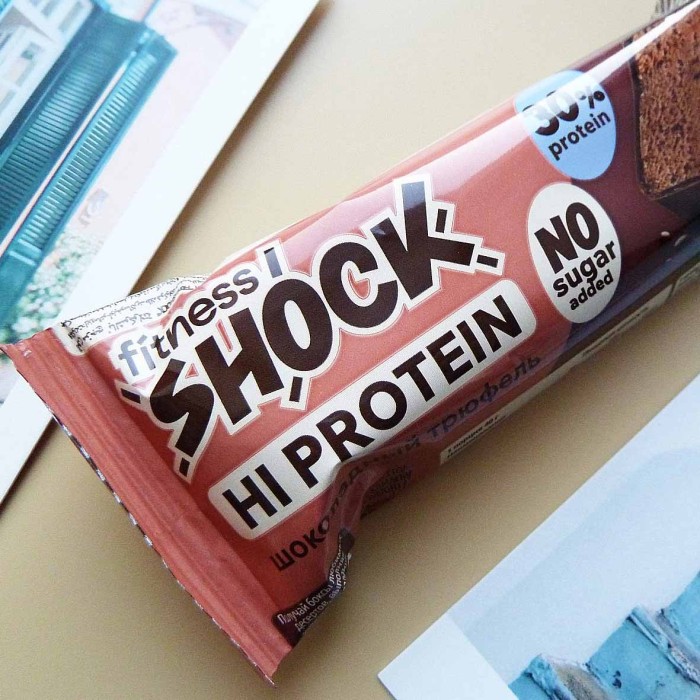 Батончик протеиновый Fitnesshock Шоколадный трюфель без сахара 30% 50гр м/у