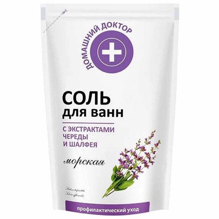 Соль для ванн Домашний доктор Череда и шалфей 500гр д/п