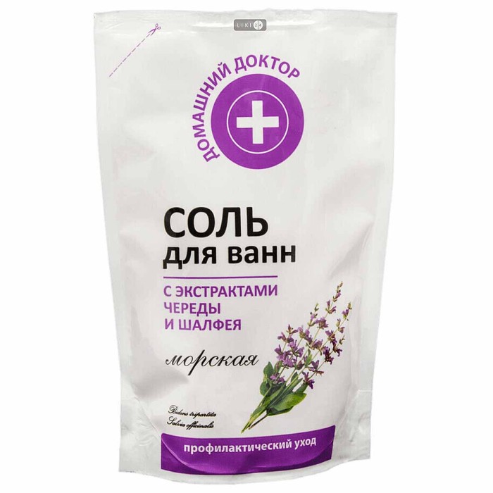 Соль для ванн Домашний доктор Череда и шалфей 500гр д/п