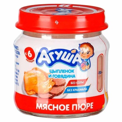 Пюре Агуша цыпленок-говядина 80гр ст/б