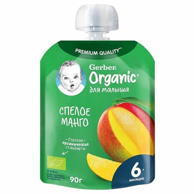 Пюре Gerber Organic манго с 6мес 90гр пауч