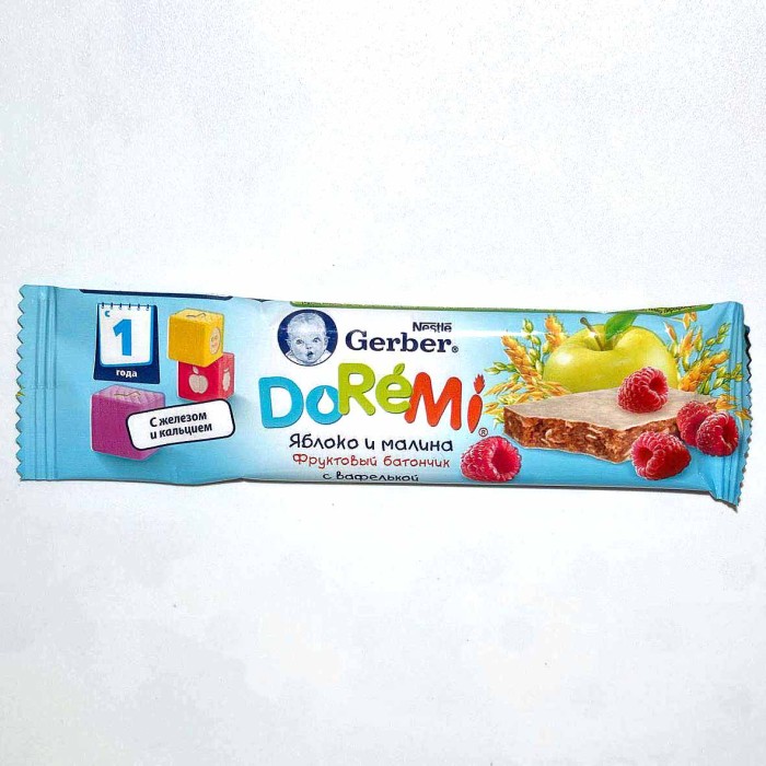Батончик фруктовый Gerber DoReMi яблоко-малина 25гр