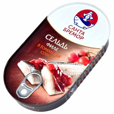 Сельдь Санта Бремор атлантическая филе в томатном соусе 175гр ж/б