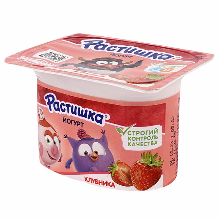 Йогурт Растишка клубника 3% с 3лет 110гр пэт