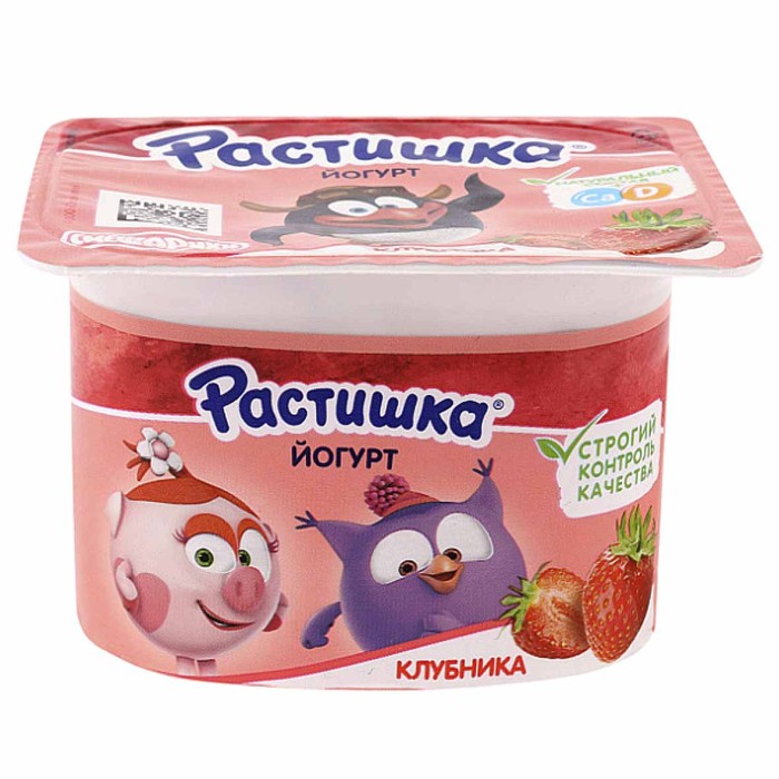 Йогурт Растишка клубника 3% с 3лет 110гр пэт