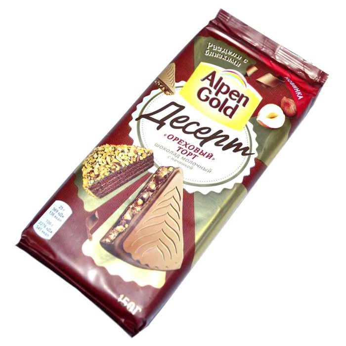 Шоколад Alpen Gold Dessert Ореховый торт молочный 150гр м/у