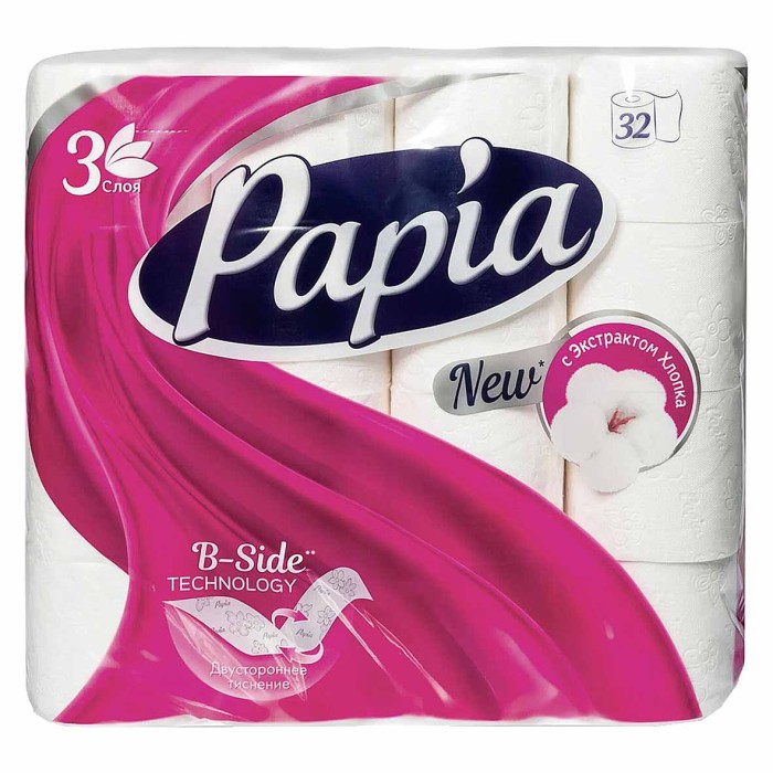 Бумага туалетная Papia White 3сл 32рул м/у