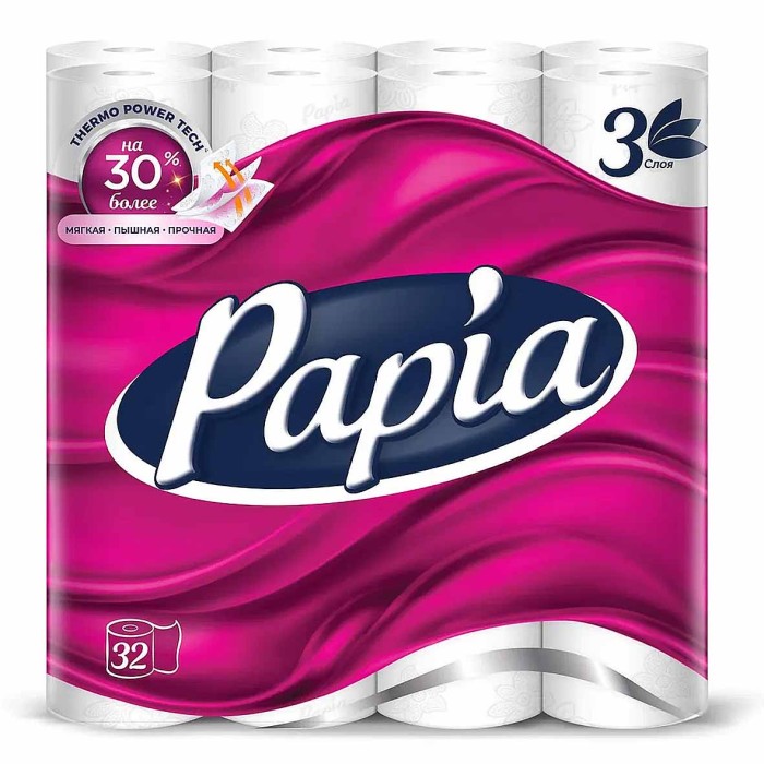 Бумага туалетная Papia White 3сл 32рул м/у
