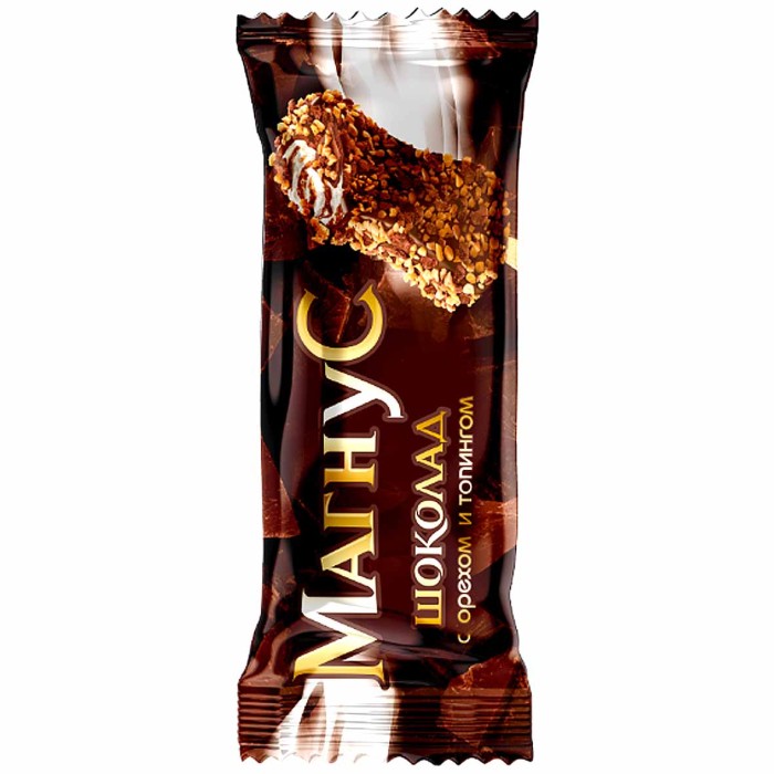 Мороженое Lengerskoe Магнус шоколадное с орехом и топингом 60гр