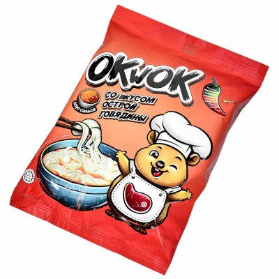 Лапша OkWok со вкусом острой говядины с соусом сальса 100гр  м/у