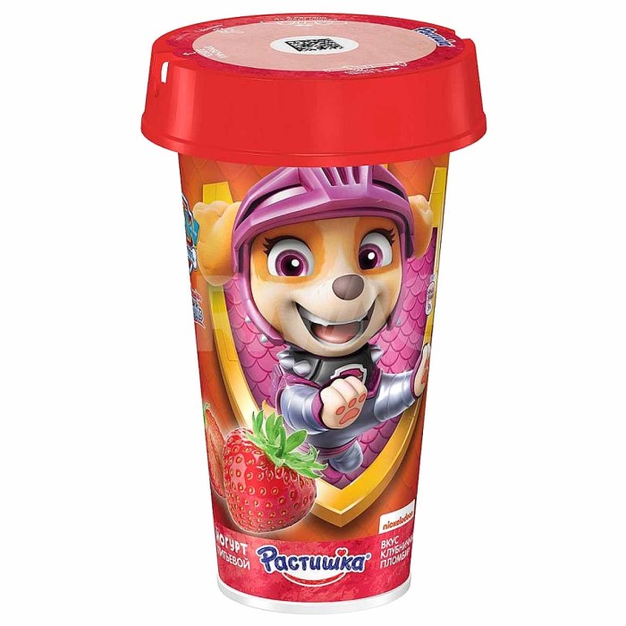 Йогурт питьевой Растишка пломбир клубничный 2,8% 190гр пэт