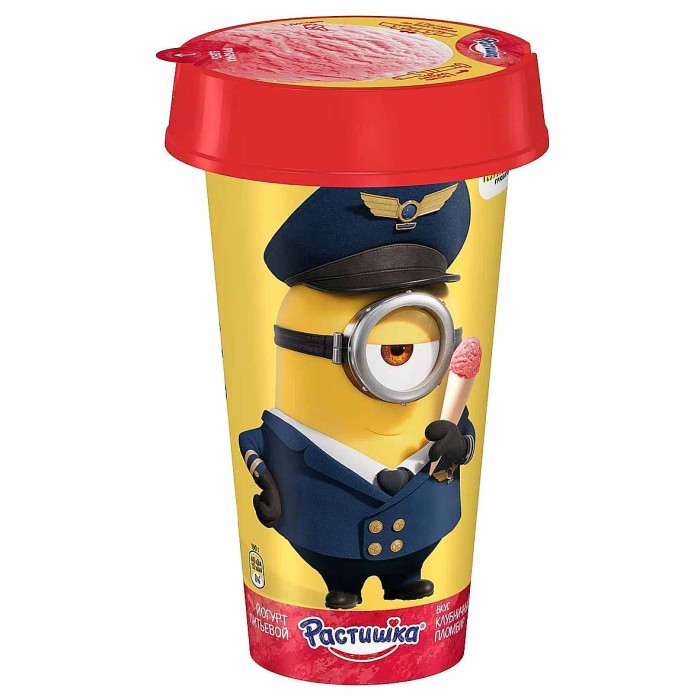 Йогурт питьевой Растишка пломбир клубничный 2,8% 190гр пэт