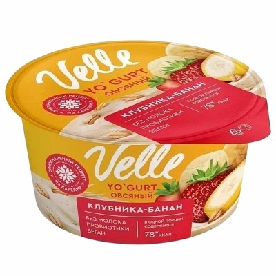 Десерт  Velle овсяный клубника-банан 130гр пэт
