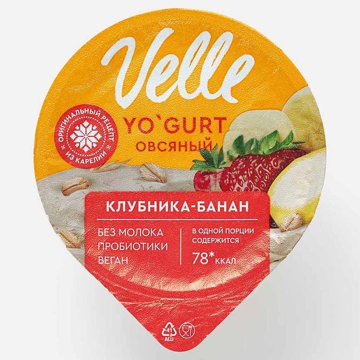 Десерт  Velle овсяный клубника-банан 130гр пэт