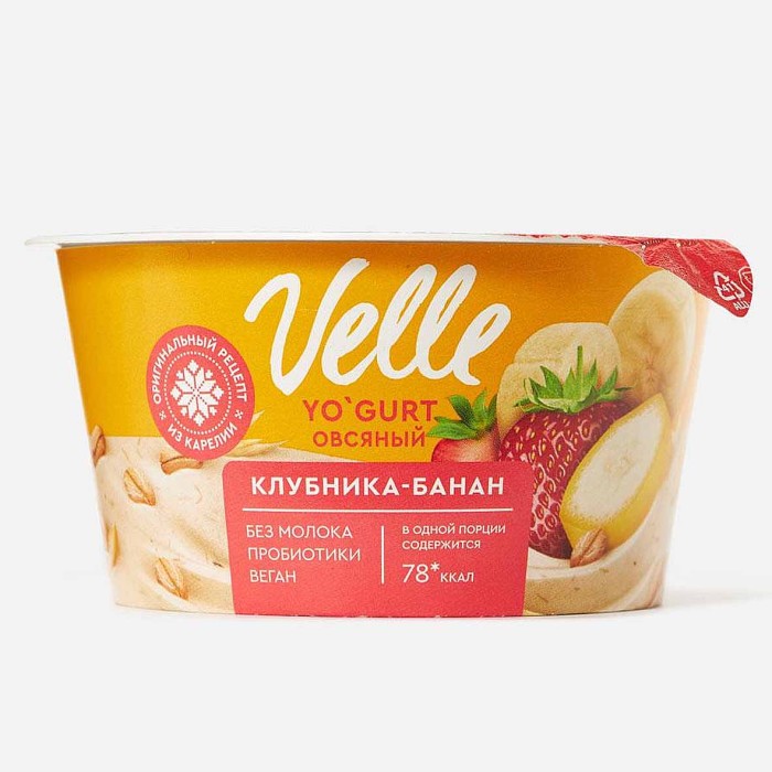 Десерт  Velle овсяный клубника-банан 130гр пэт