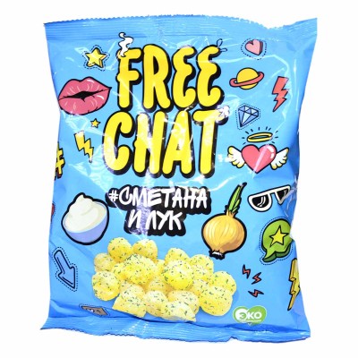 Снеки Free Chat со вкусом сметаны и лука 50гр м/у