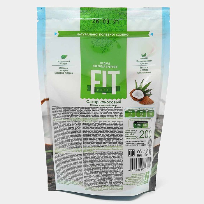 Сахар Кокосовый Fit Feel органический 200г д/п