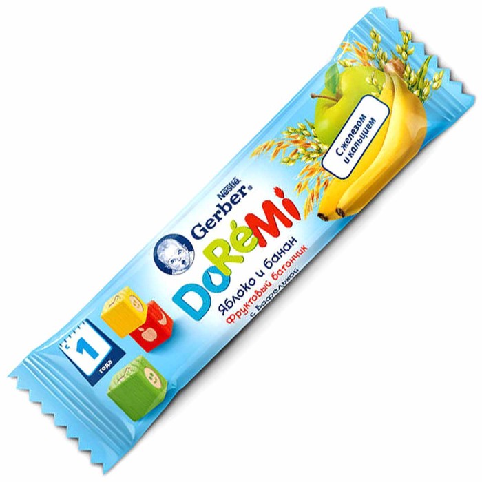 Батончик фруктовый Gerber DoReMi яблоко-банан 25гр