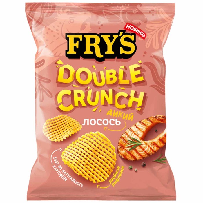 Чипсы Fry's вкус двойное рифление вкус дикий лосось 70гр м/у