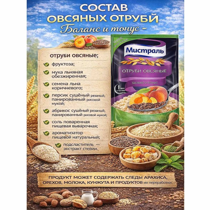 Отруби овсяные Мистраль Баланс и тонус 30гр м/у