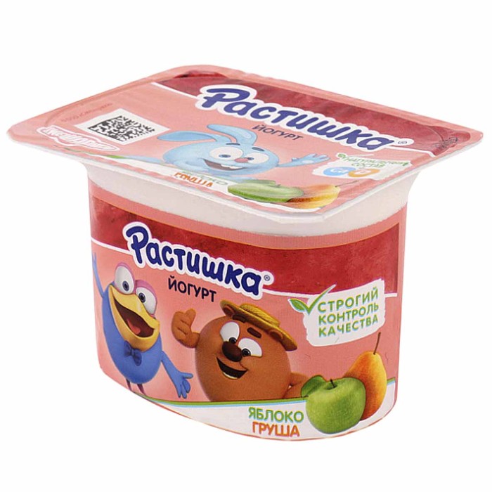 Йогурт Растишка яблоко-груша 3% с 3лет 110гр пэт