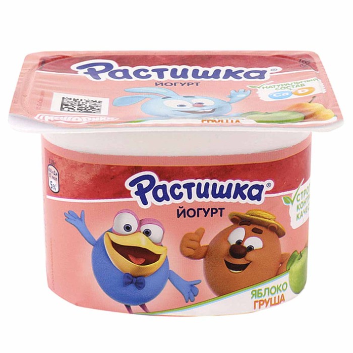 Йогурт Растишка яблоко-груша 3% с 3лет 110гр пэт