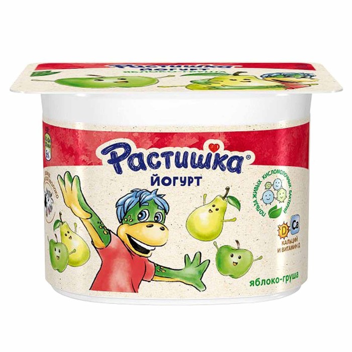 Йогурт Растишка яблоко-груша 3% с 3лет 110гр пэт