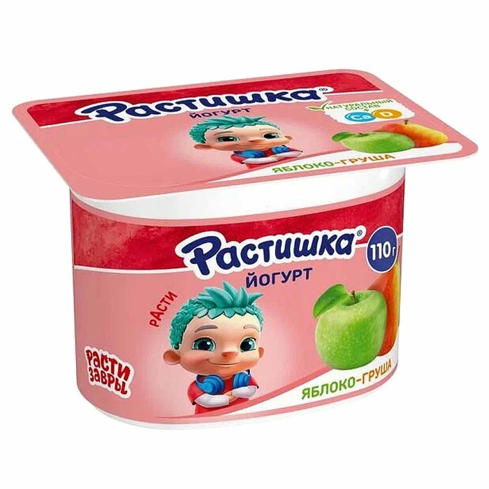 Йогурт Растишка яблоко-груша 3% с 3лет 110гр пэт