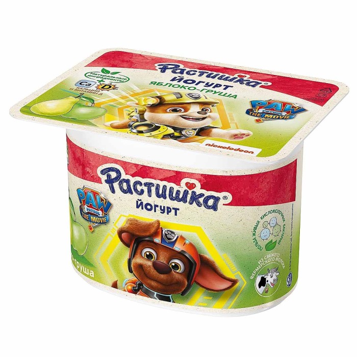 Йогурт Растишка яблоко-груша 3% с 3лет 110гр пэт