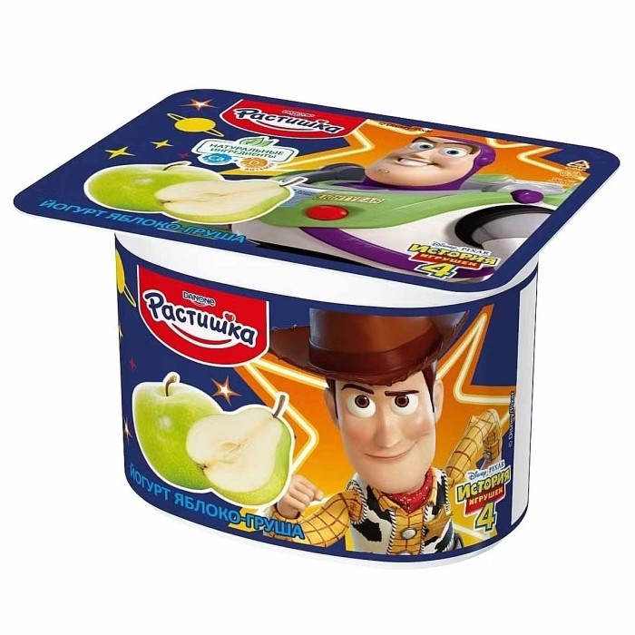 Йогурт Растишка яблоко-груша 3% с 3лет 110гр пэт