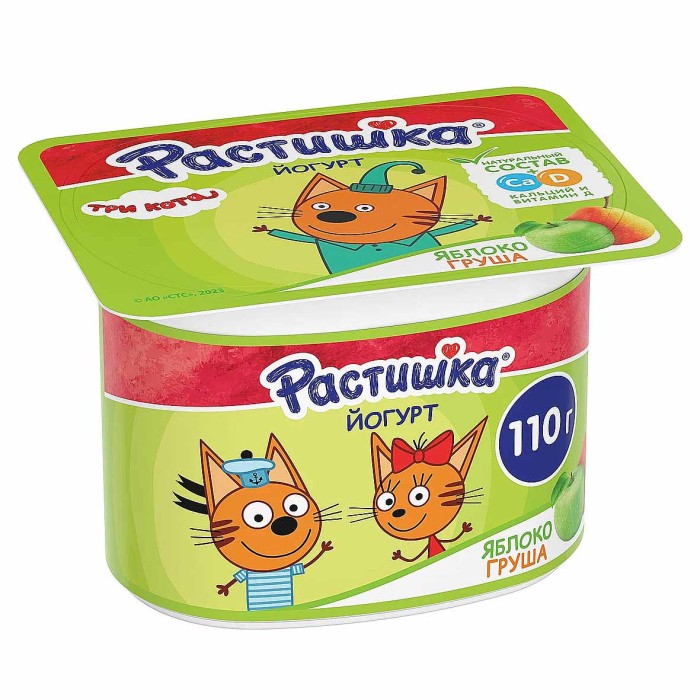 Йогурт Растишка яблоко-груша 3% с 3лет 110гр пэт
