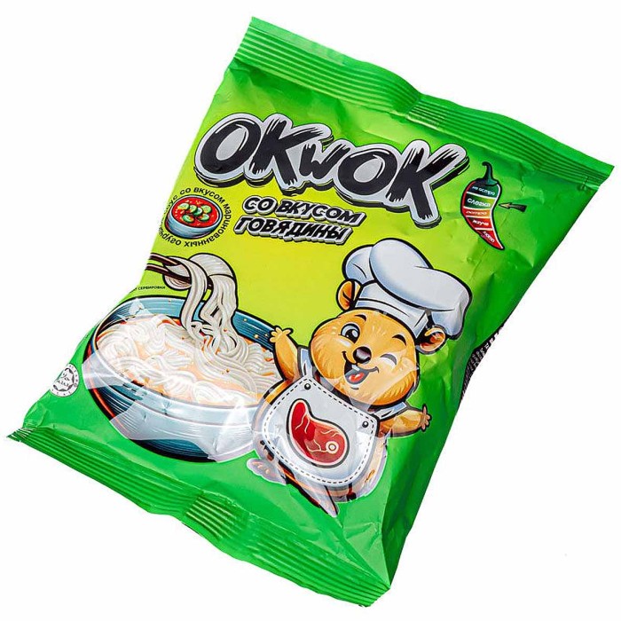 Лапша OkWok со вкусом говядины и соусом маринованных огурчиков 100гр м/у