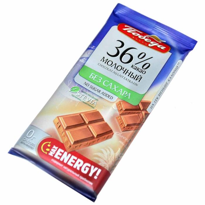Шоколад Победа Молочный без сахара 36% 50гр м/у