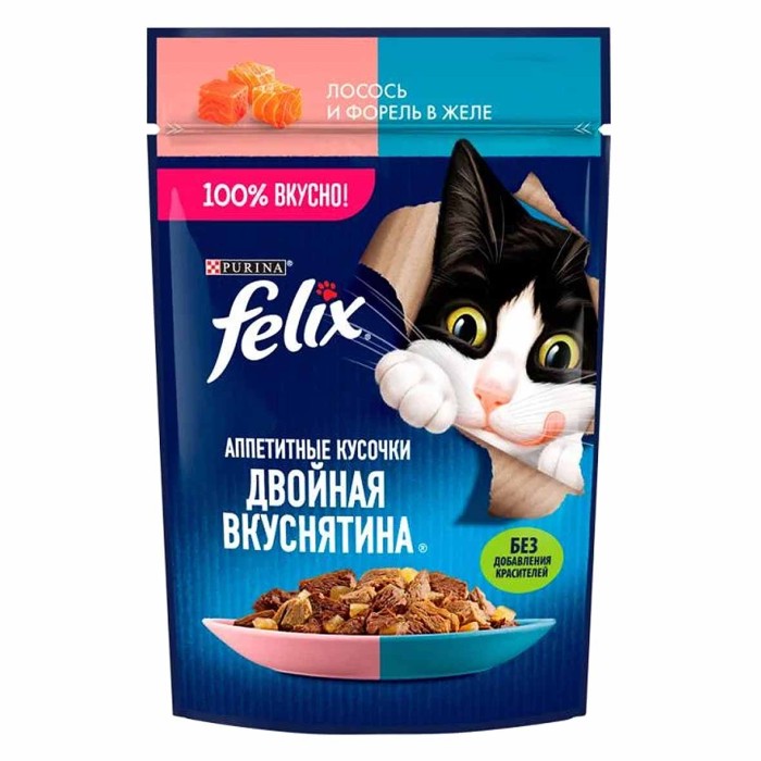 Корм для кошек Felix Двойная вкуснятина лосось и форель 75гр пауч