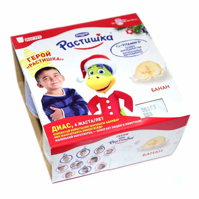 Йогурт Растишка банан 3% с 3лет 4*100гр пэт