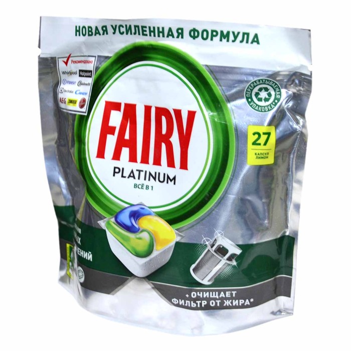 Капсулы для посудомоечных машин Fairy Platinum All-in-1 27шт д/п