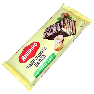 Вафли Яшкино С орешками глазированные 200гр м/у