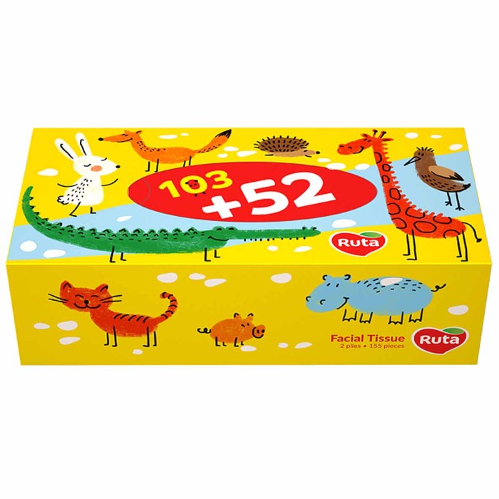 Салфетки косметические Ruta Белые 2сл 155шт к/у