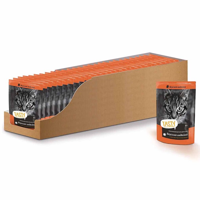 Корм для кошек Tasty вкусная индейка 85гр пауч