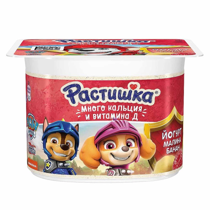 Йогурт Растишка малина-банан 3% с 3лет 110гр пэт
