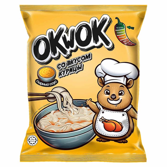 Лапша OkWok со вкусом курицы в сырном соусе 100гр м/у