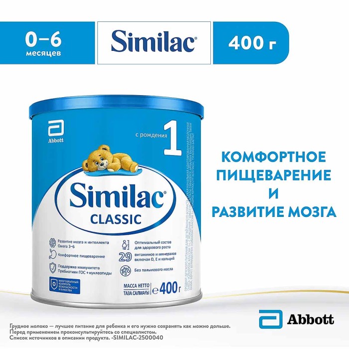 Смесь Similac Classic 1 молочная 400гр к/у