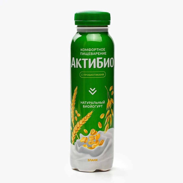 Биойогурт питьевой Актибио натуральный злаки 1,6% 260гр пэт
