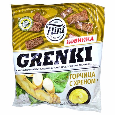 Гренки Flint ржаные вкус горчицы с хреном 100гр м/у