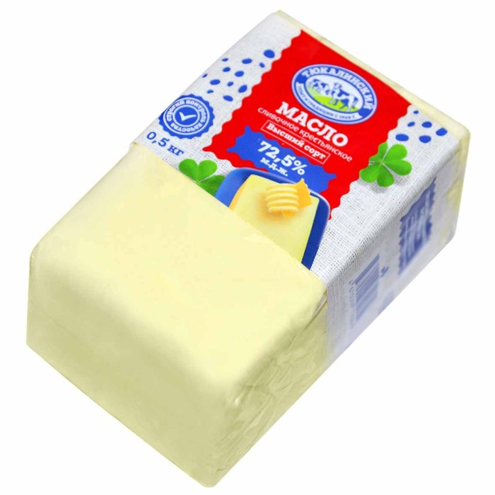 Масло сладко-сливочное Тюкалинский Крестьянское 72,5% 500гр м/у