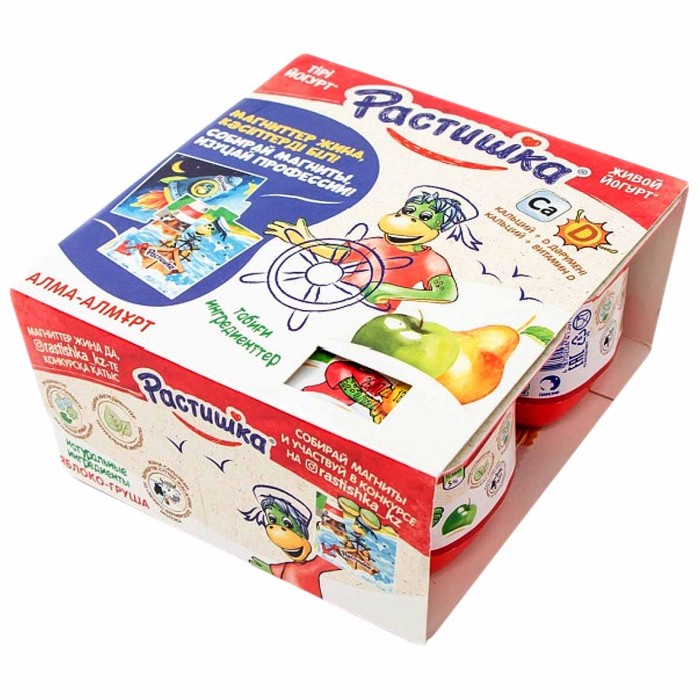 Йогурт Растишка груша-яблоко 3% с 3лет 4*100гр пэт