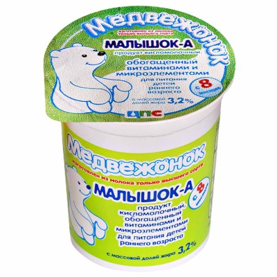 Продукт кисломолочный Медвежонок Малышок-А с 8мес 200гр пэт
