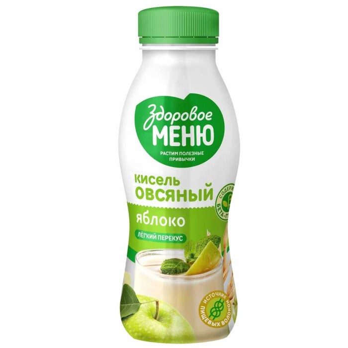 Кисель овсяный Здоровое Меню с яблоком 250мл пэт