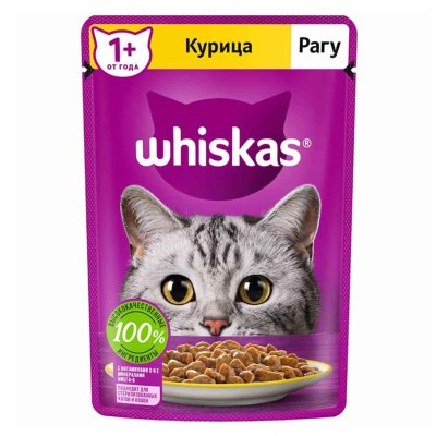 Корм для кошек Whiskas рагу с курицей 75гр пауч